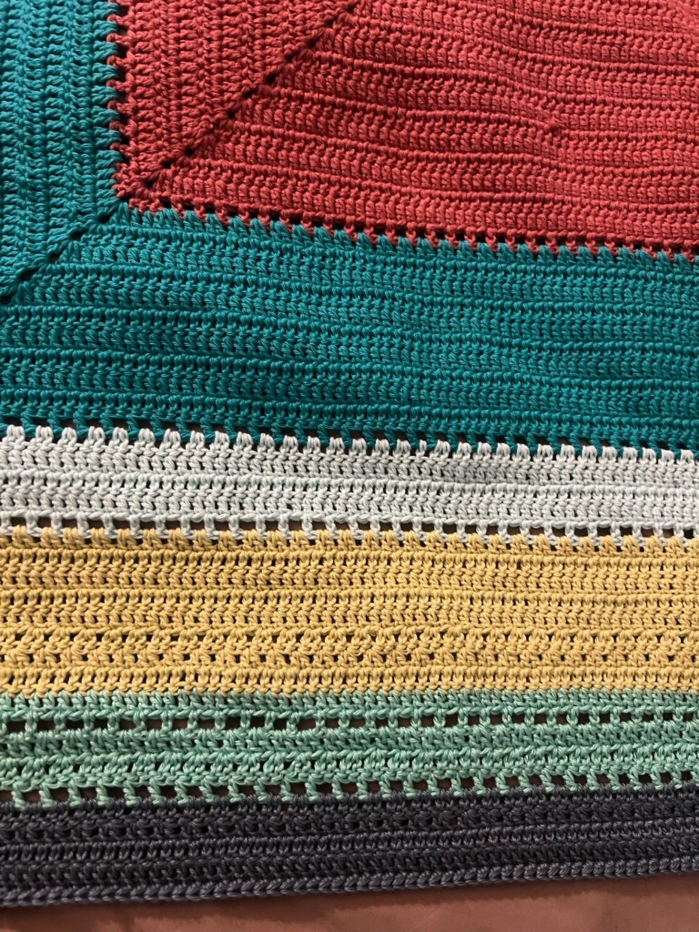 Handmade Triangular Crochet Multicolor Shawl - Picture 2 of 12